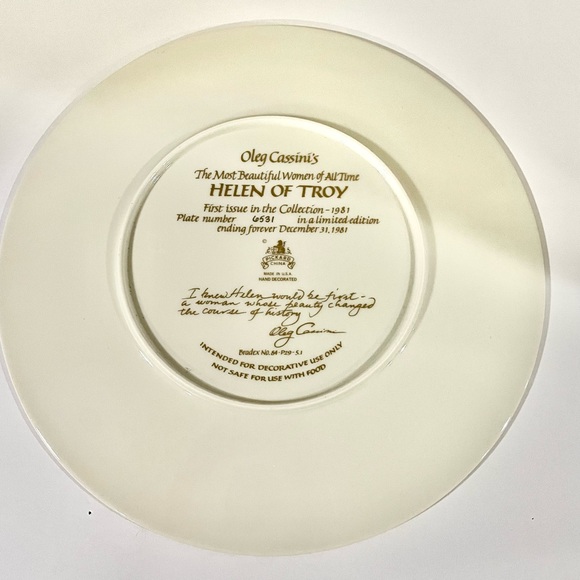 Collectors HELEN OF TROY Oleg Cassini *Legendary Women* Porcelain Wall Plate 80s - Picture 6 of 9